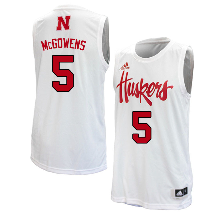 Men #5 Bryce McGowens Nebraska Cornhuskers College Basketball Jerseys Sale-White